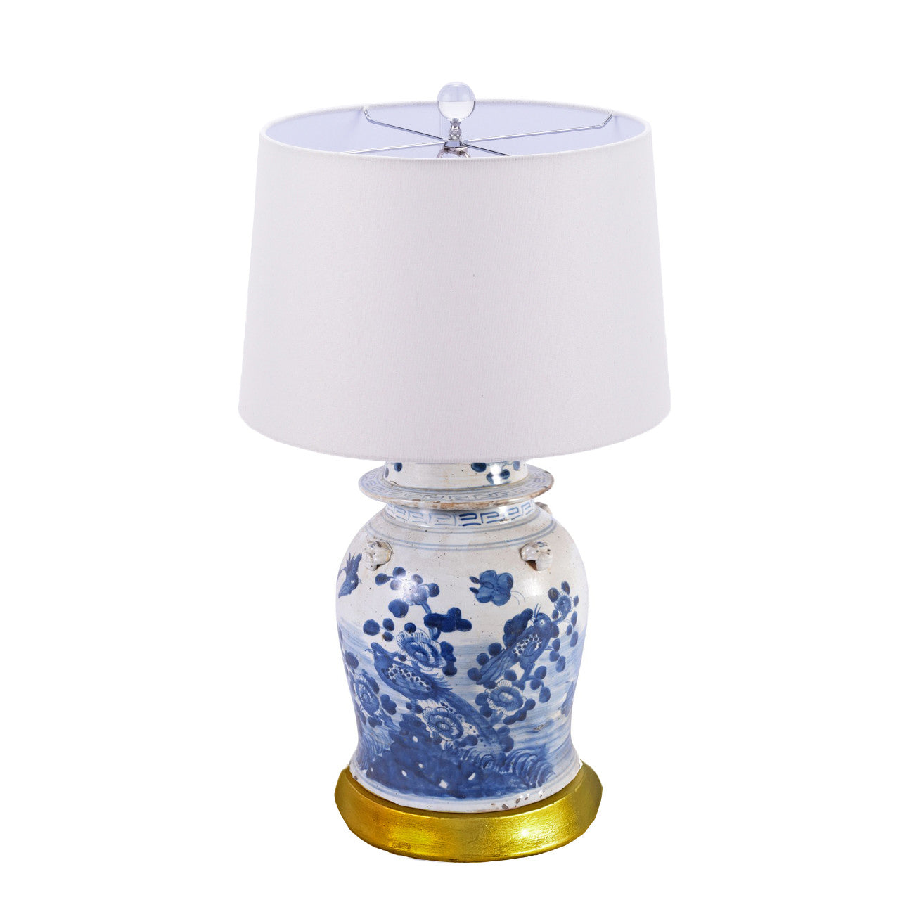 Vintage Temple Jar Flower Bird Motif